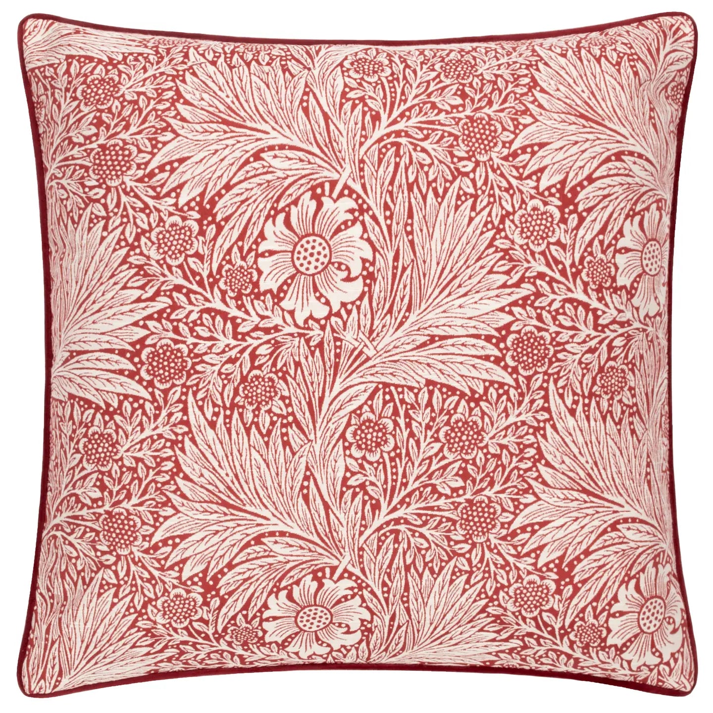 Marigold jacquard putetrekk med kantbånd i russet, 50x50 cm
