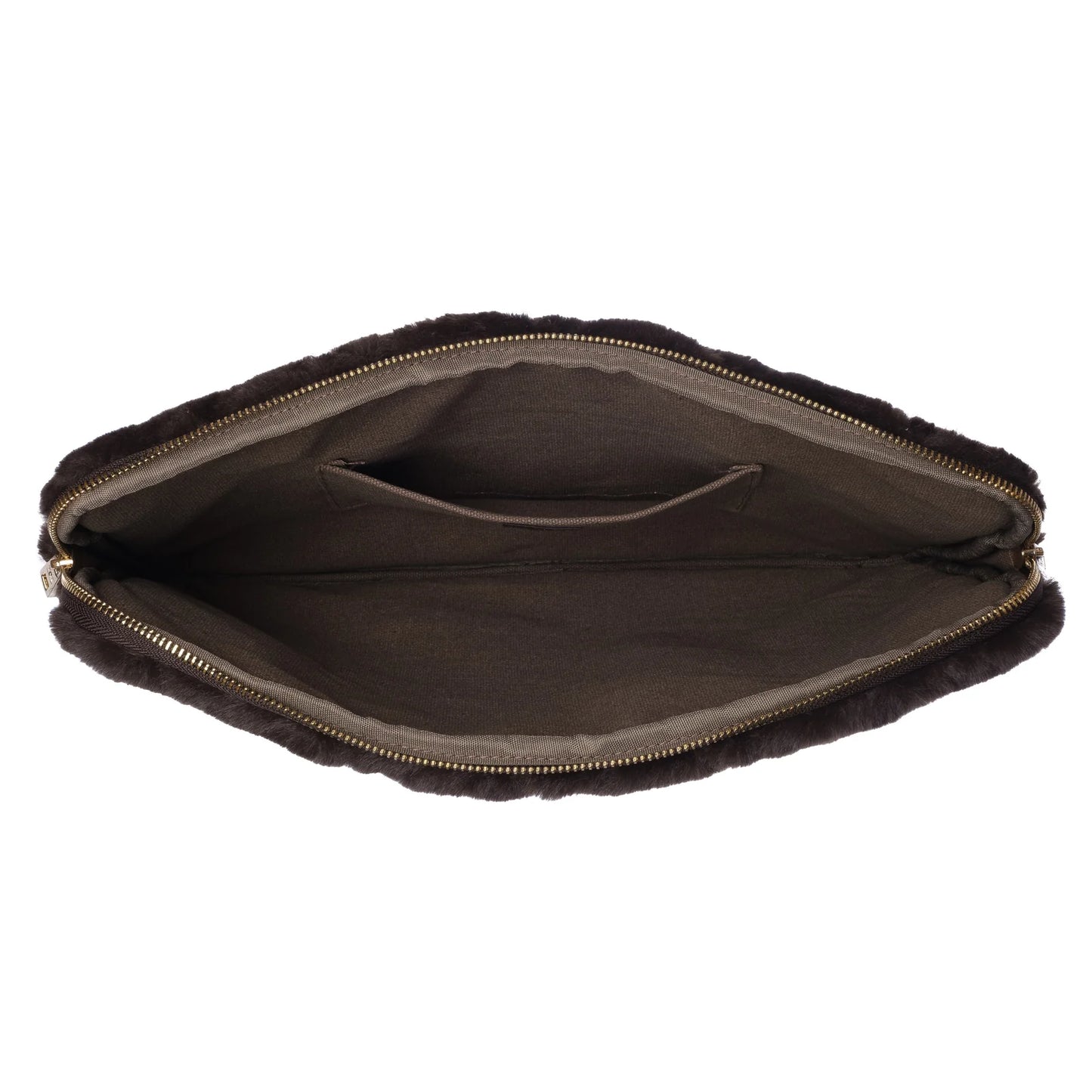 DARK Faux Fur Quilted Mac Cover, Chocolate brown