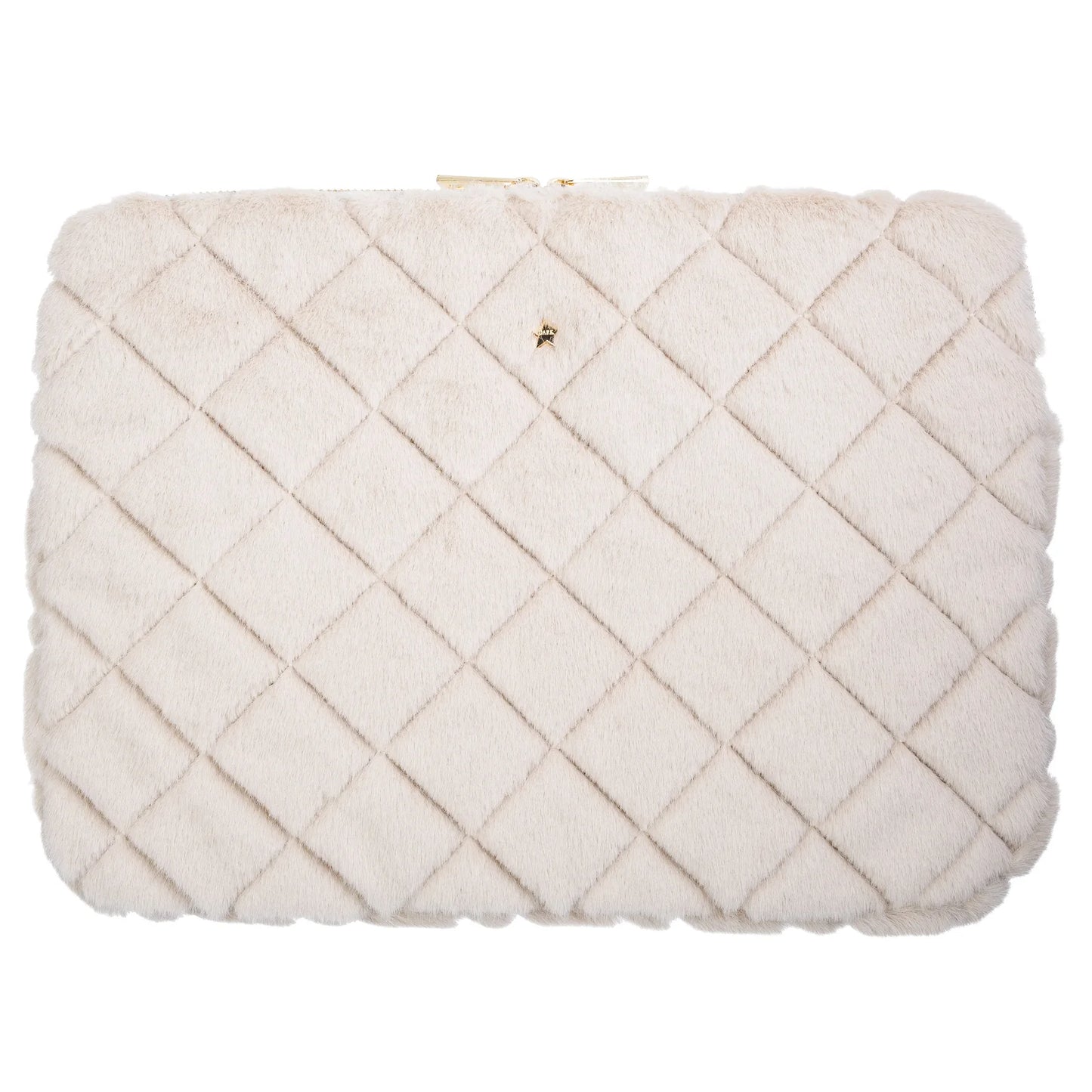 DARK Faux Fur Quilted Mac Cover, Sand