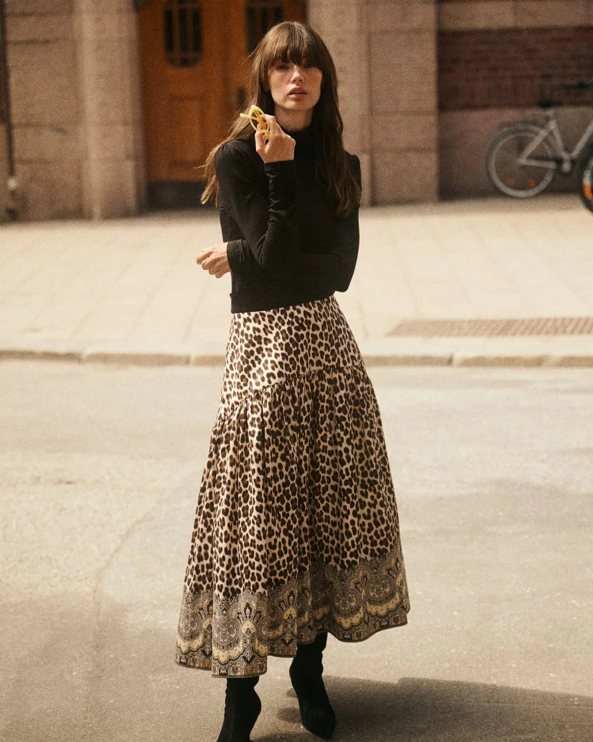 byTimo Taffeta Midi Skirt Wild Paisley