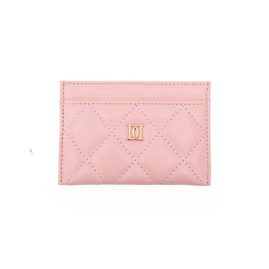 Leather Quilted Card Holder - Pale Rose