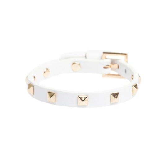 DARK Leather Stud Bracelet Mini, White