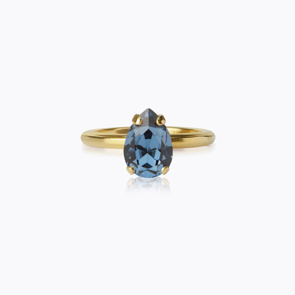 CAROLINE SVEDBOM Petite Drop Ring, Denim blue/gold