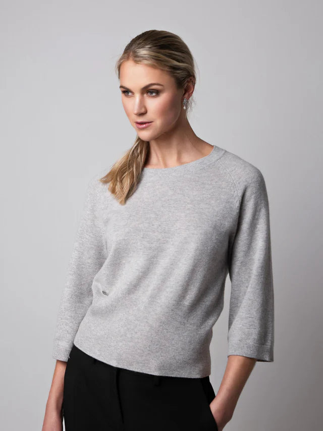 CLOSE TO MY HEART Rhonda Knitted Sweater, Mist grey melange