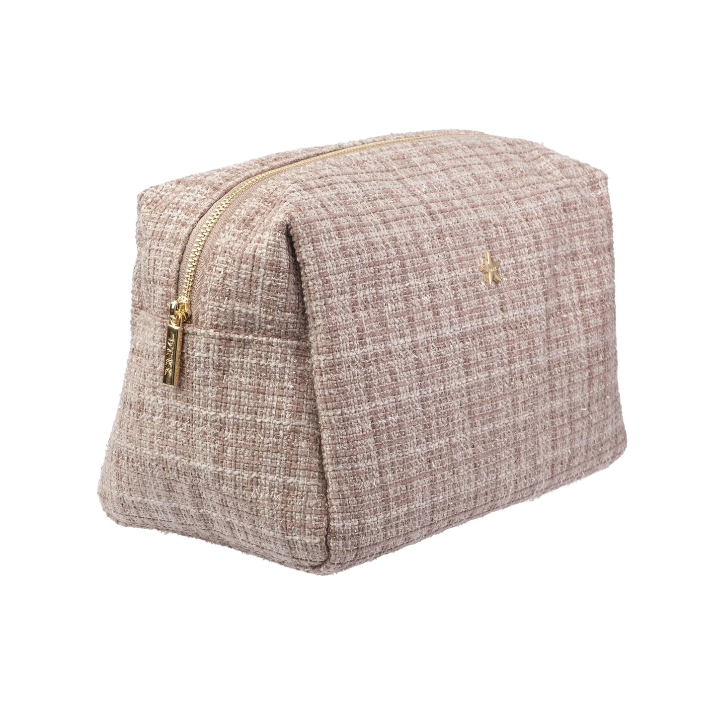 DARK Tweed Make-up Pouch Large, Warm taupe