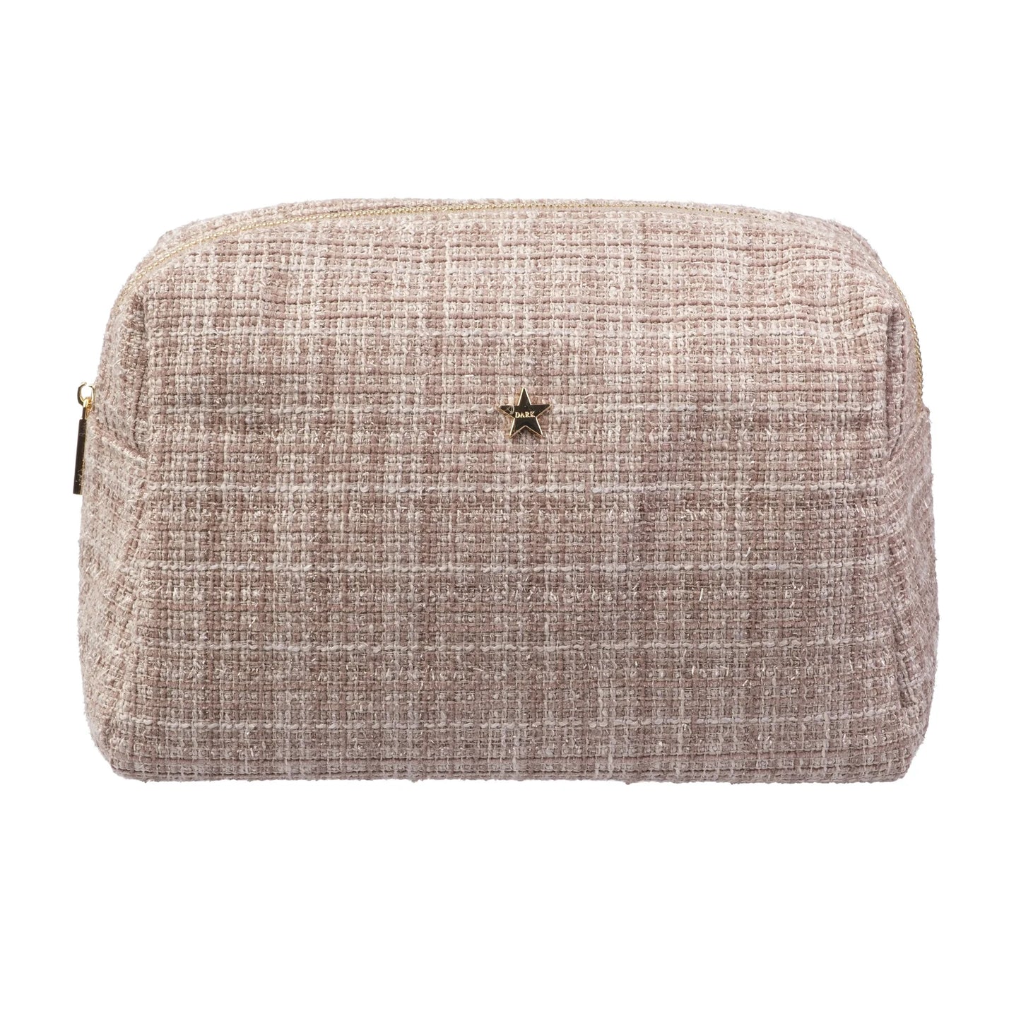 DARK Tweed Make-up Pouch Large, Warm taupe