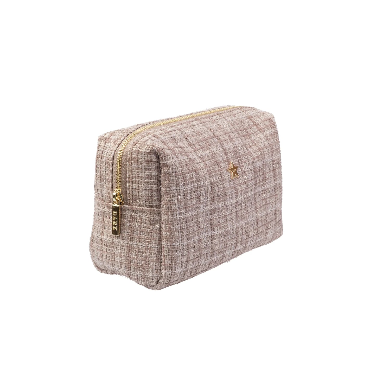 DARK Tweed Make-up Pouch Small, Warm taupe