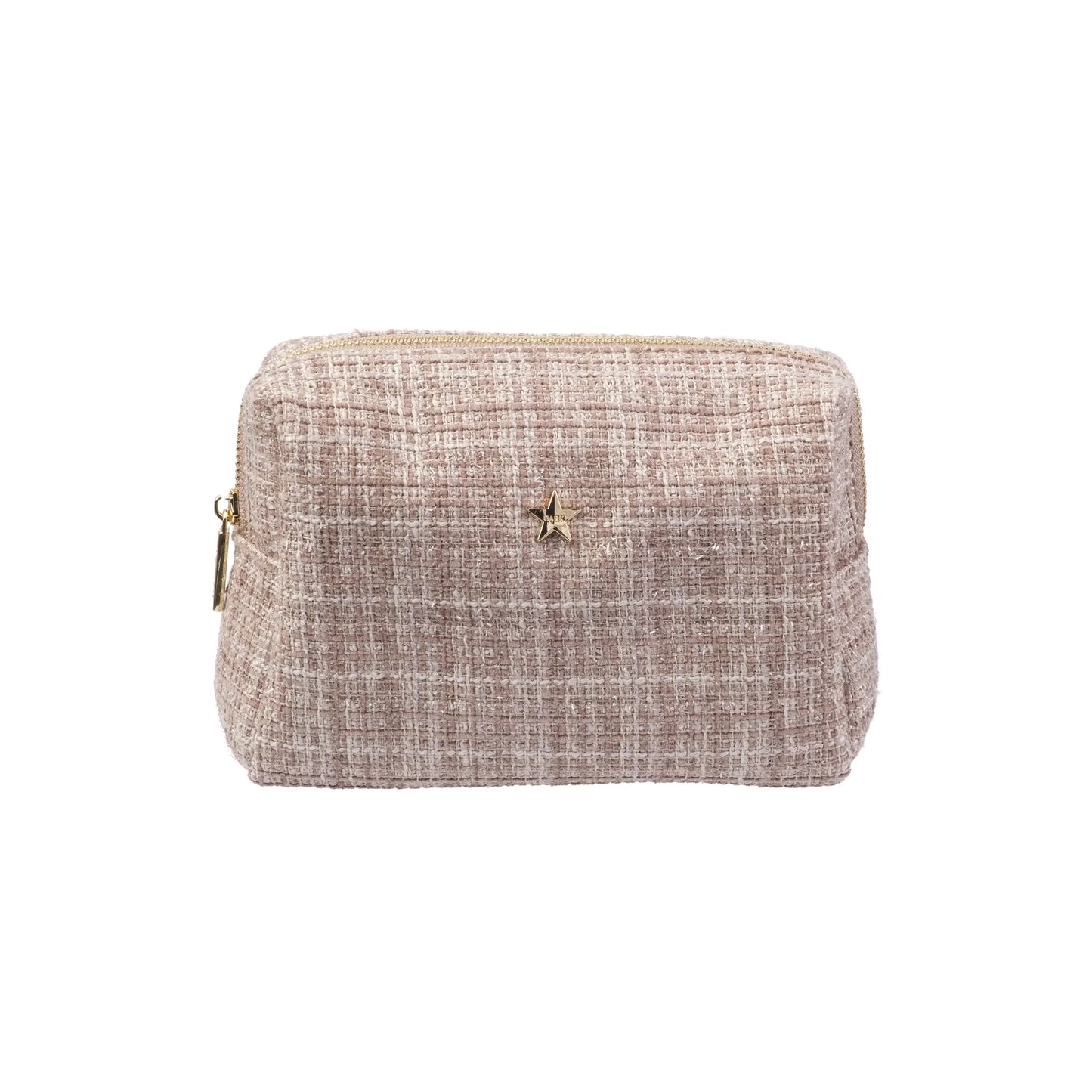 DARK Tweed Make-up Pouch Small, Warm taupe