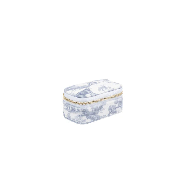 Velvet jewellery box micro - Country blue savannah pattern