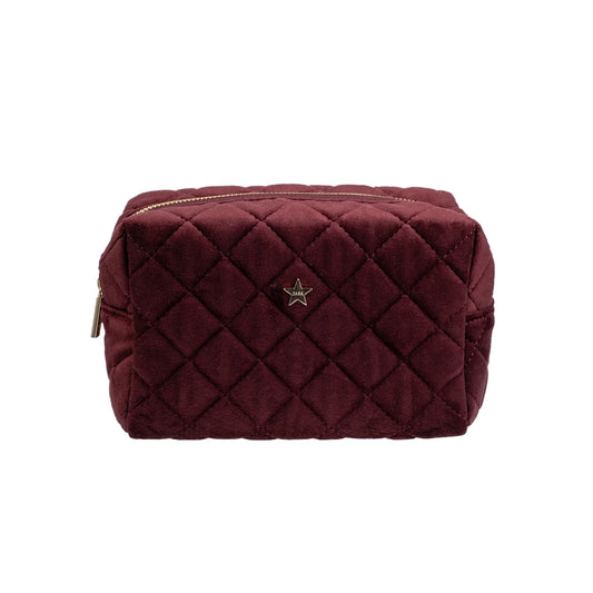 DARK Velvet Square Quilted Make-up Pouch Small, Maroon