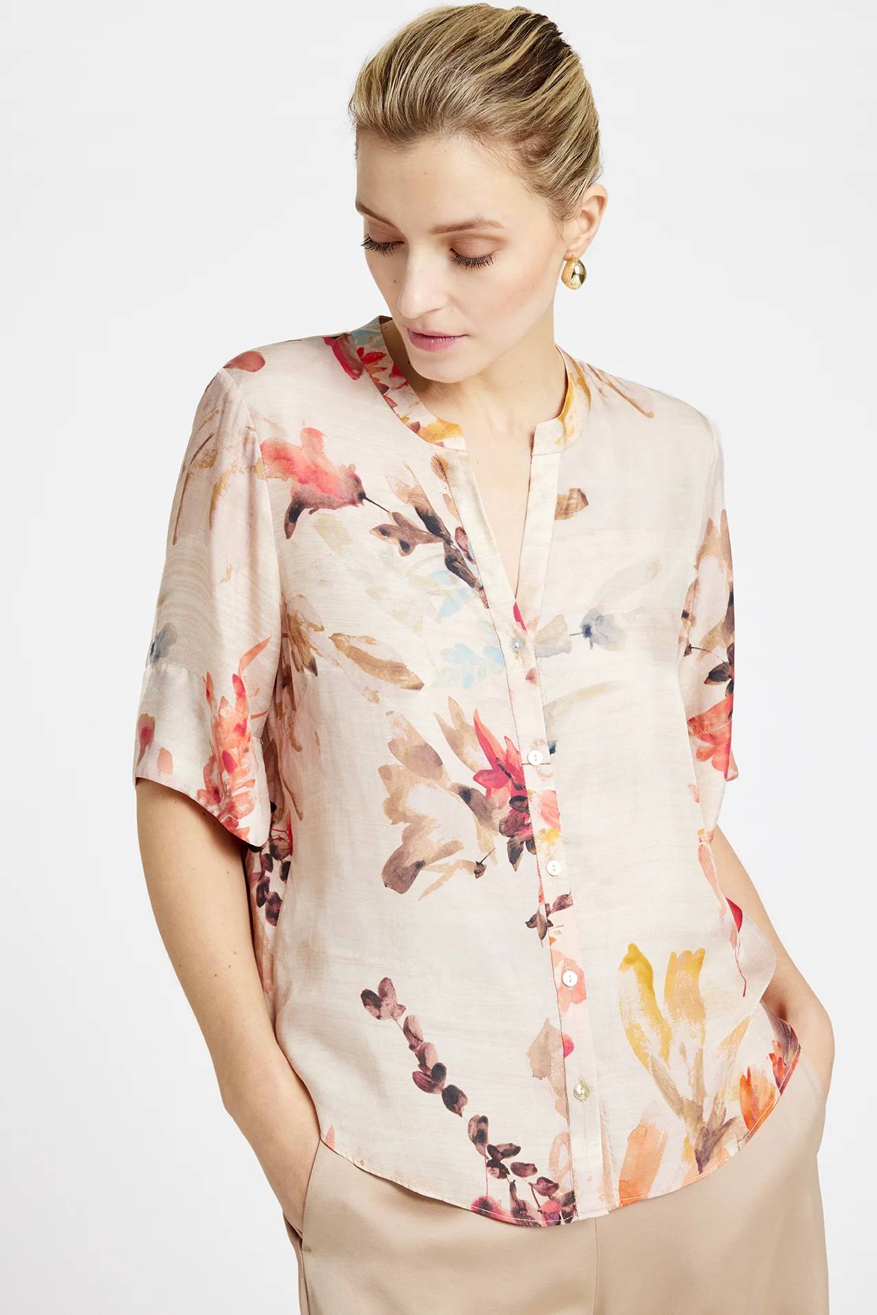 GUSTAV Carmen Bluse, Sand/rose