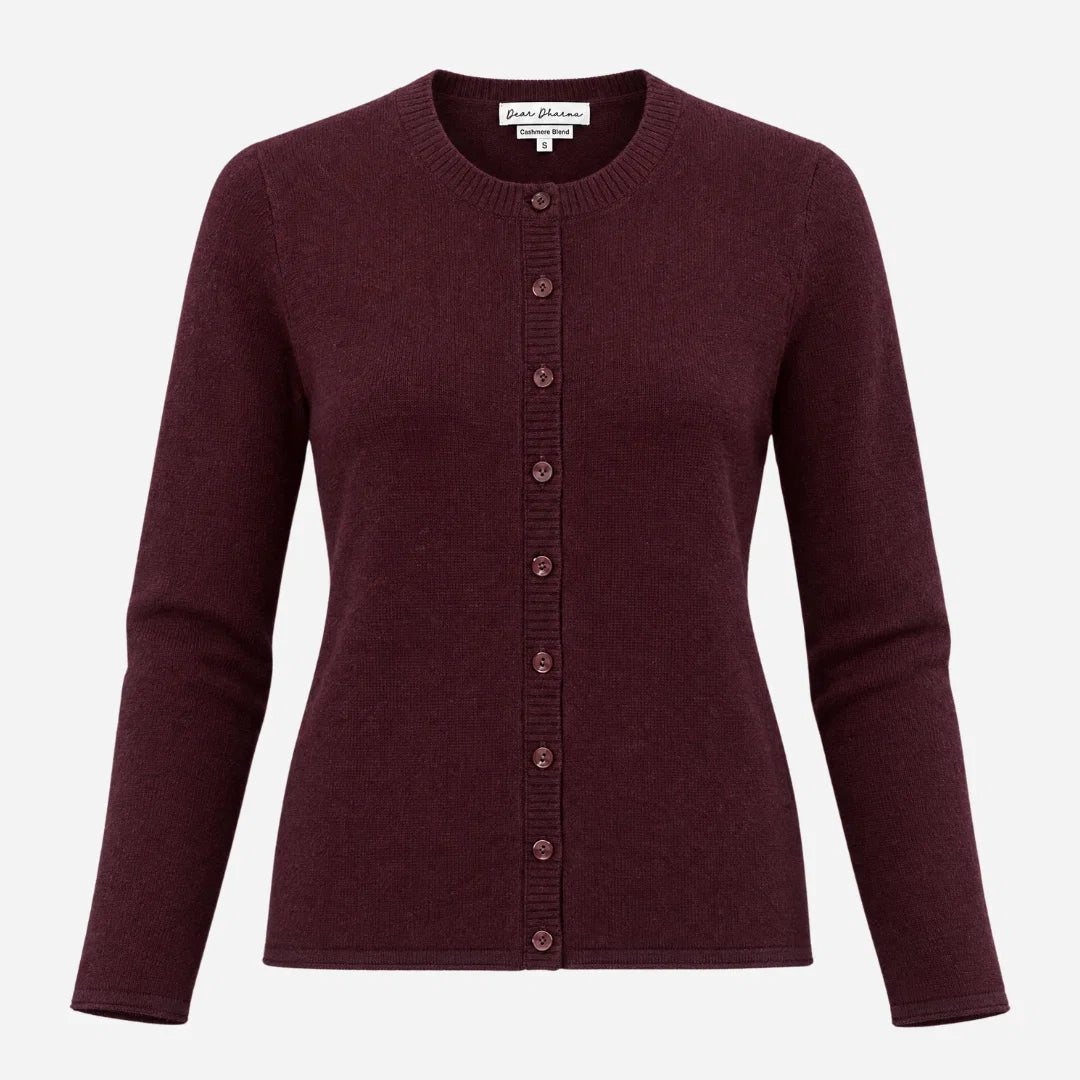 Dear Dharma Clara Cardigan Cashmere Blend, Aubergine