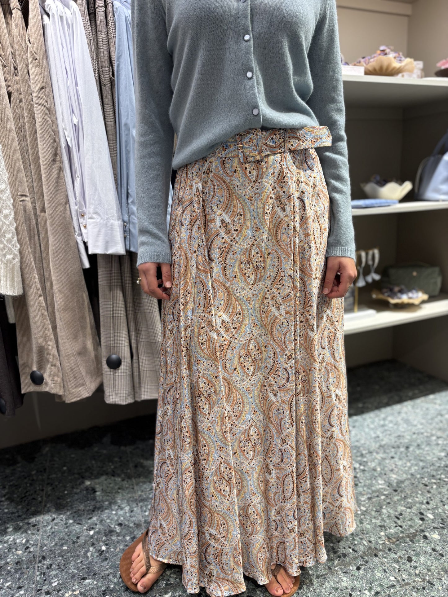 BY TIMO Striped Organza Maxi Skirt, Delicate Paisley