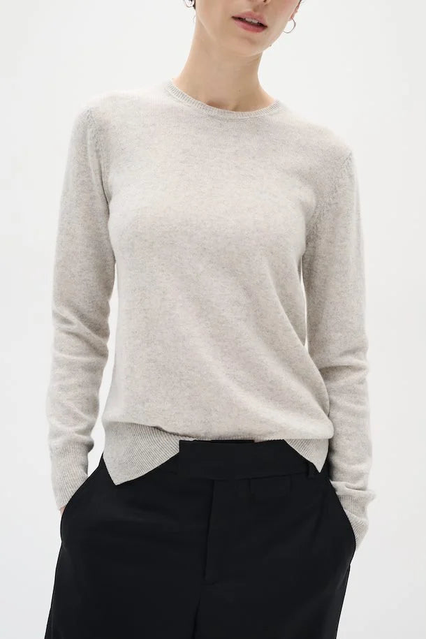 Lukka crewneck pullover, light grey melange